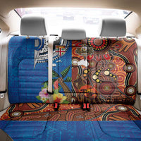 Fiji and Australia Together Back Car Seat Cover Fijian Tapa Plants with Kangaroo and Aboriginal - Polynesian Pride