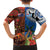 Fiji and Australia Together Family Matching Off The Shoulder Long Sleeve Dress and Hawaiian Shirt Fijian Tapa Plants with Kangaroo and Aboriginal - Polynesian Pride