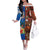 Fiji and Australia Together Family Matching Off The Shoulder Long Sleeve Dress and Hawaiian Shirt Fijian Tapa Plants with Kangaroo and Aboriginal - Polynesian Pride