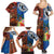 Fiji and Australia Together Family Matching Summer Maxi Dress and Hawaiian Shirt Fijian Tapa Plants with Kangaroo and Aboriginal - Polynesian Pride