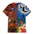 Fiji and Australia Together Family Matching Summer Maxi Dress and Hawaiian Shirt Fijian Tapa Plants with Kangaroo and Aboriginal - Polynesian Pride