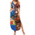 Fiji and Australia Together Family Matching Summer Maxi Dress and Hawaiian Shirt Fijian Tapa Plants with Kangaroo and Aboriginal - Polynesian Pride