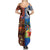 Fiji and Australia Together Family Matching Summer Maxi Dress and Hawaiian Shirt Fijian Tapa Plants with Kangaroo and Aboriginal - Polynesian Pride