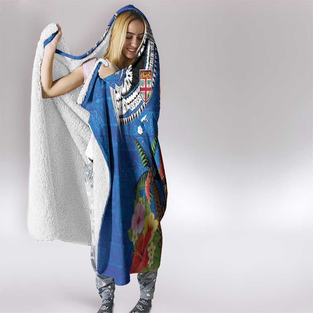 Fiji and Australia Together Hooded Blanket Fijian Tapa Plants with Kangaroo and Aboriginal - Polynesian Pride