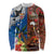 Fiji and Australia Together Long Sleeve Shirt Fijian Tapa Plants with Kangaroo and Aboriginal - Polynesian Pride