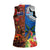 Fiji and Australia Together Women Sleeveless Polo Shirt Fijian Tapa Plants with Kangaroo and Aboriginal - Polynesian Pride