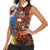 Fiji and Australia Together Women Sleeveless Polo Shirt Fijian Tapa Plants with Kangaroo and Aboriginal - Polynesian Pride