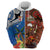Fiji and Australia Together Zip Hoodie Fijian Tapa Plants with Kangaroo and Aboriginal - Polynesian Pride