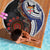Fiji and Australia Together Beach Blanket Kangaroo Aboriginal with Tribal Tapa Hibiscus Half Style - Polynesian Pride