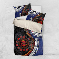 Fiji and Australia Together Bedding Set Kangaroo Aboriginal with Tribal Tapa Hibiscus Half Style - Polynesian Pride