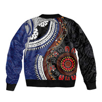 Fiji and Australia Together Bomber Jacket Kangaroo Aboriginal with Tribal Tapa Hibiscus Half Style LT03 - Polynesian Pride