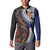 Fiji and Australia Together Button Sweatshirt Kangaroo Aboriginal with Tribal Tapa Hibiscus Half Style - Polynesian Pride