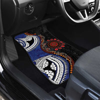 Fiji and Australia Together Car Mats Kangaroo Aboriginal with Tribal Tapa Hibiscus Half Style - Polynesian Pride