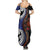 Fiji and Australia Together Family Matching Summer Maxi Dress and Hawaiian Shirt Kangaroo Aboriginal with Tribal Tapa Hibiscus Half Style - Polynesian Pride