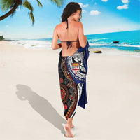 Fiji and Australia Together Sarong Kangaroo Aboriginal with Tribal Tapa Hibiscus Half Style - Polynesian Pride