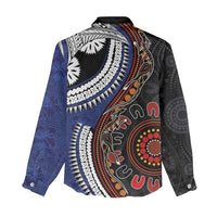 Fiji and Australia Together Women Casual Shirt Kangaroo Aboriginal with Tribal Tapa Hibiscus Half Style - Polynesian Pride