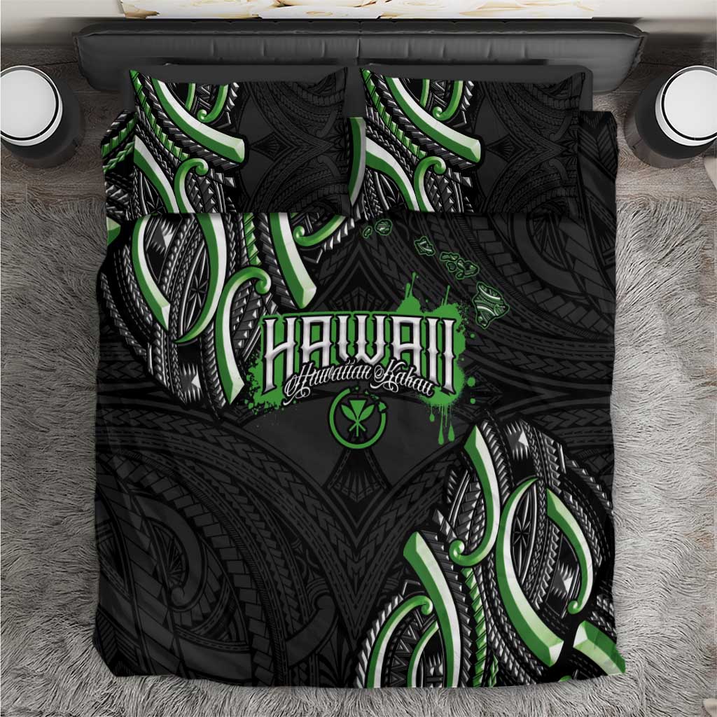 Traditional Art Hawaiian Kakau Tattoos Bedding Set Green Color - Polynesian Pride
