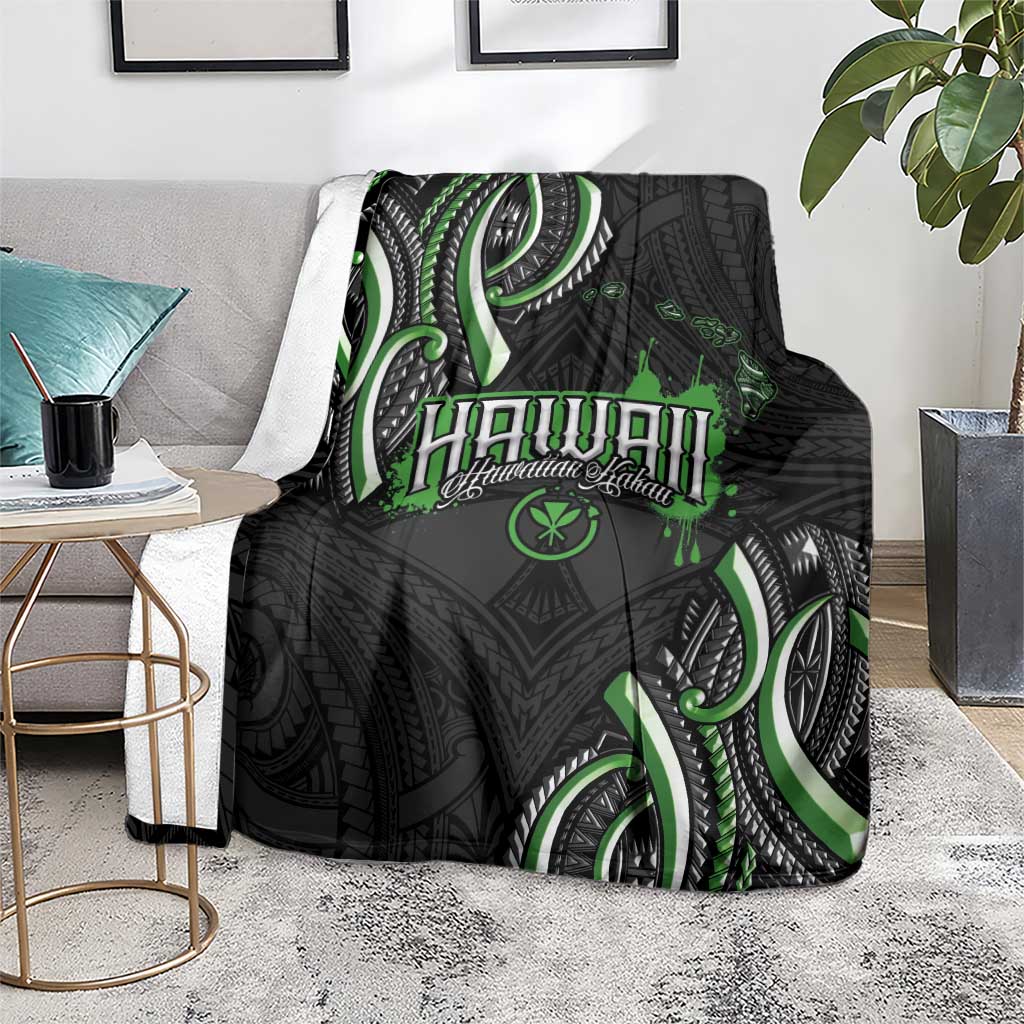 Traditional Art Hawaiian Kakau Tattoos Blanket Green Color - Polynesian Pride