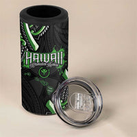 Traditional Art Hawaiian Kakau Tattoos 4 in 1 Can Cooler Tumbler Green Color - Polynesian Pride