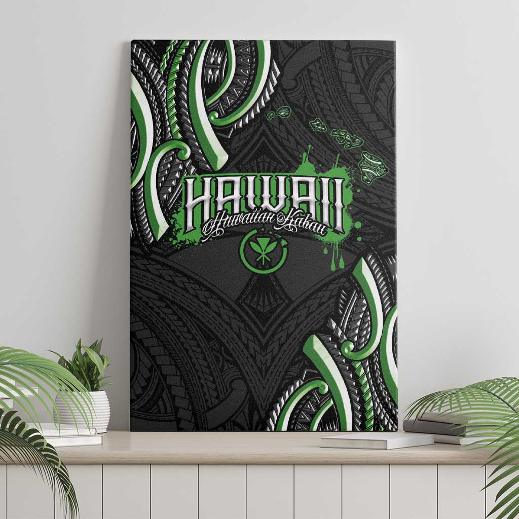 Traditional Art Hawaiian Kakau Tattoos Canvas Wall Art Green Color - Polynesian Pride