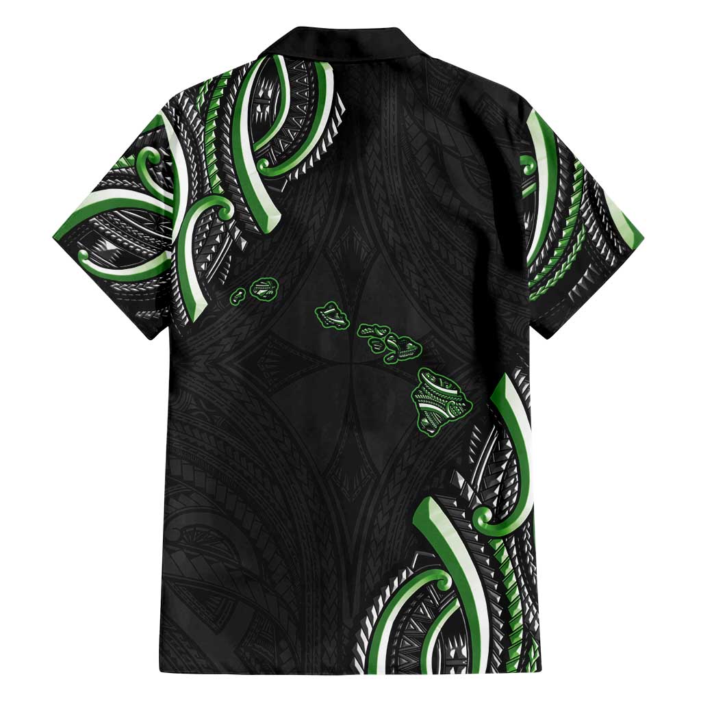 Traditional Art Hawaiian Kakau Tattoos Family Matching Long Sleeve Bodycon Dress and Hawaiian Shirt Green Color - Polynesian Pride