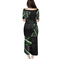 Traditional Art Hawaiian Kakau Tattoos Family Matching Puletasi and Hawaiian Shirt Green Color - Polynesian Pride