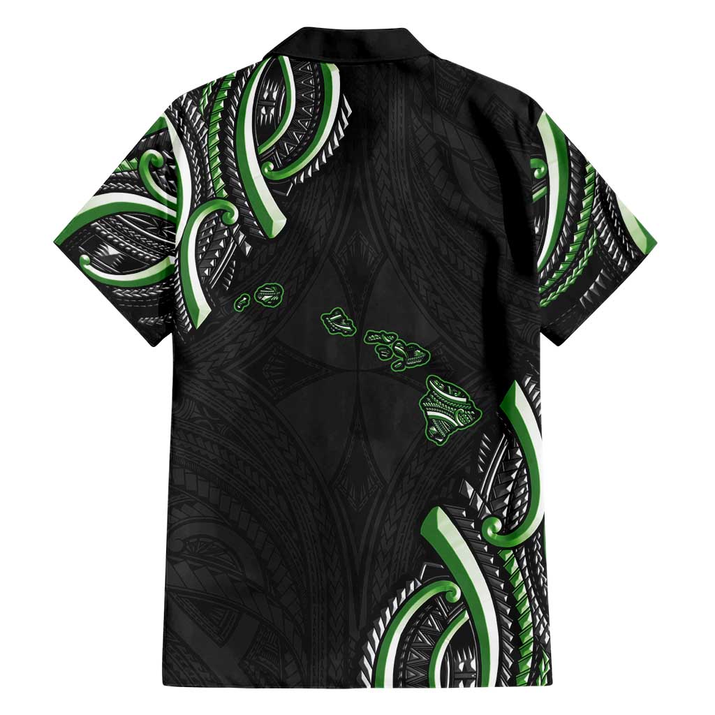Traditional Art Hawaiian Kakau Tattoos Family Matching Short Sleeve Bodycon Dress and Hawaiian Shirt Green Color - Polynesian Pride
