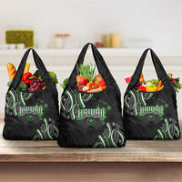 Traditional Art Hawaiian Kakau Tattoos Grocery Bag Green Color - Polynesian Pride