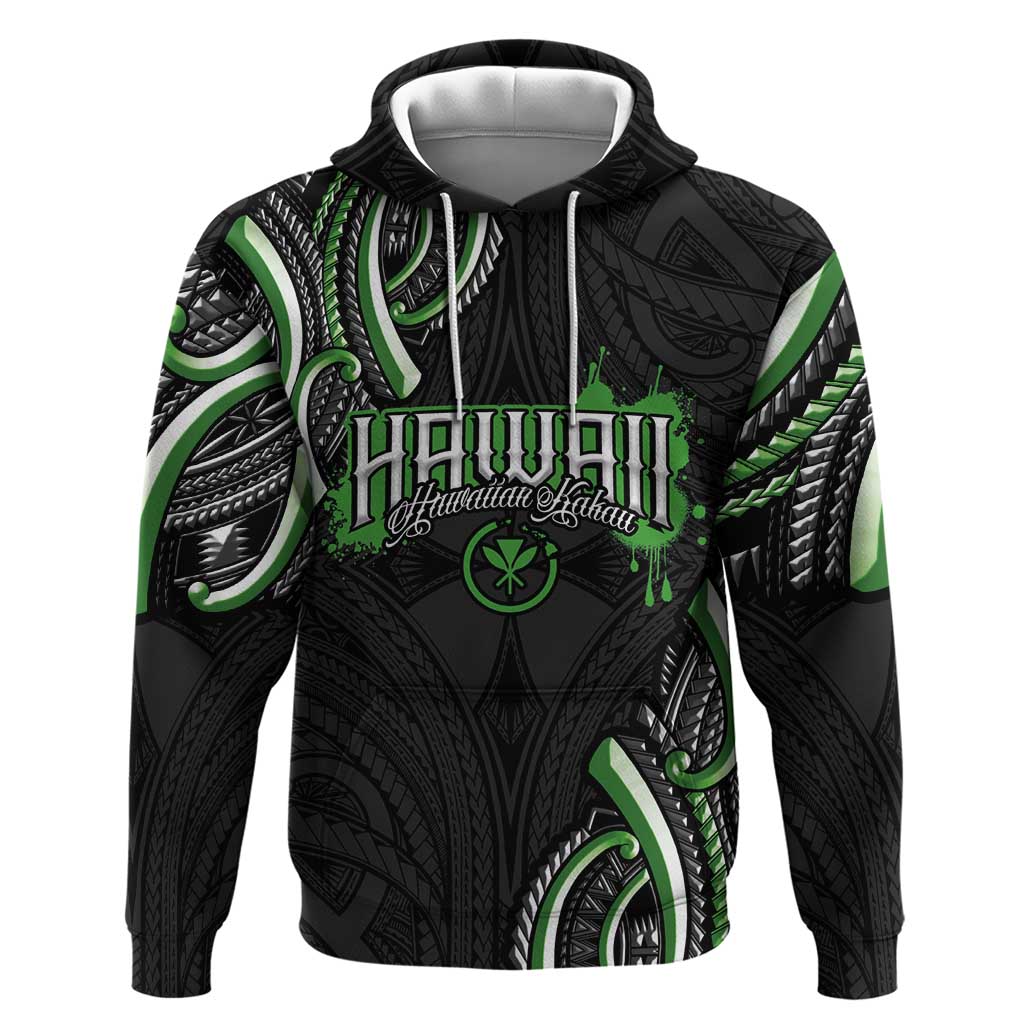 Traditional Art Hawaiian Kakau Tattoos Hoodie Green Color - Polynesian Pride