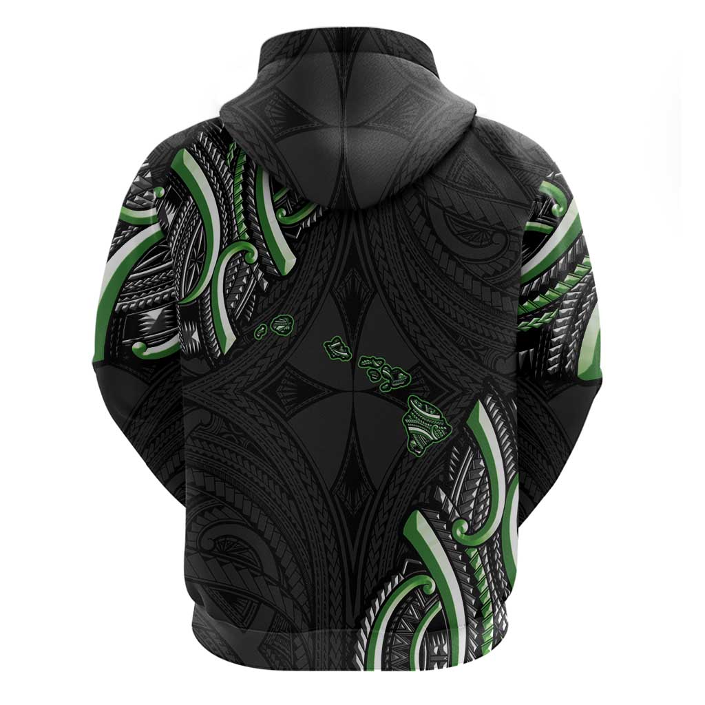 Traditional Art Hawaiian Kakau Tattoos Hoodie Green Color - Polynesian Pride