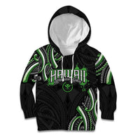 Traditional Art Hawaiian Kakau Tattoos Kid Hoodie Green Color - Polynesian Pride