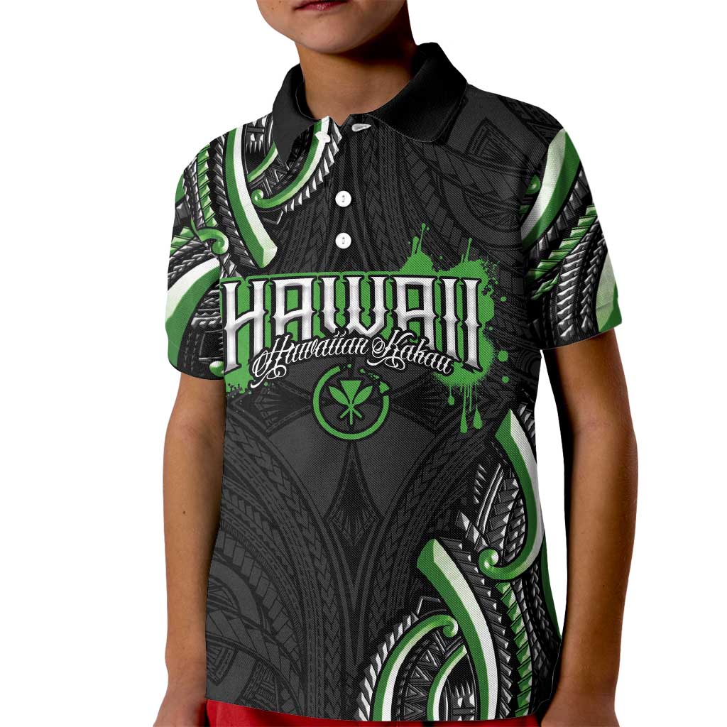 Traditional Art Hawaiian Kakau Tattoos Kid Polo Shirt Green Color LT03 Kid Green - Polynesian Pride