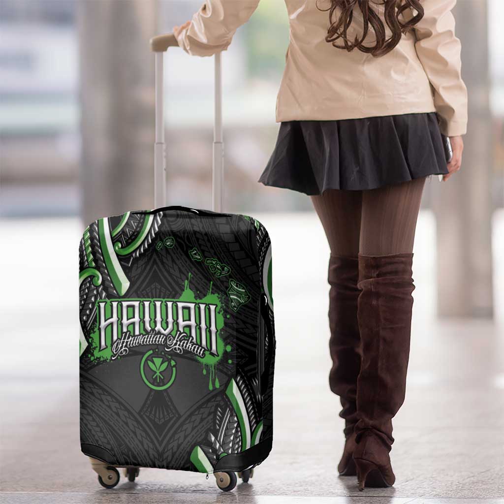Traditional Art Hawaiian Kakau Tattoos Luggage Cover Green Color - Polynesian Pride