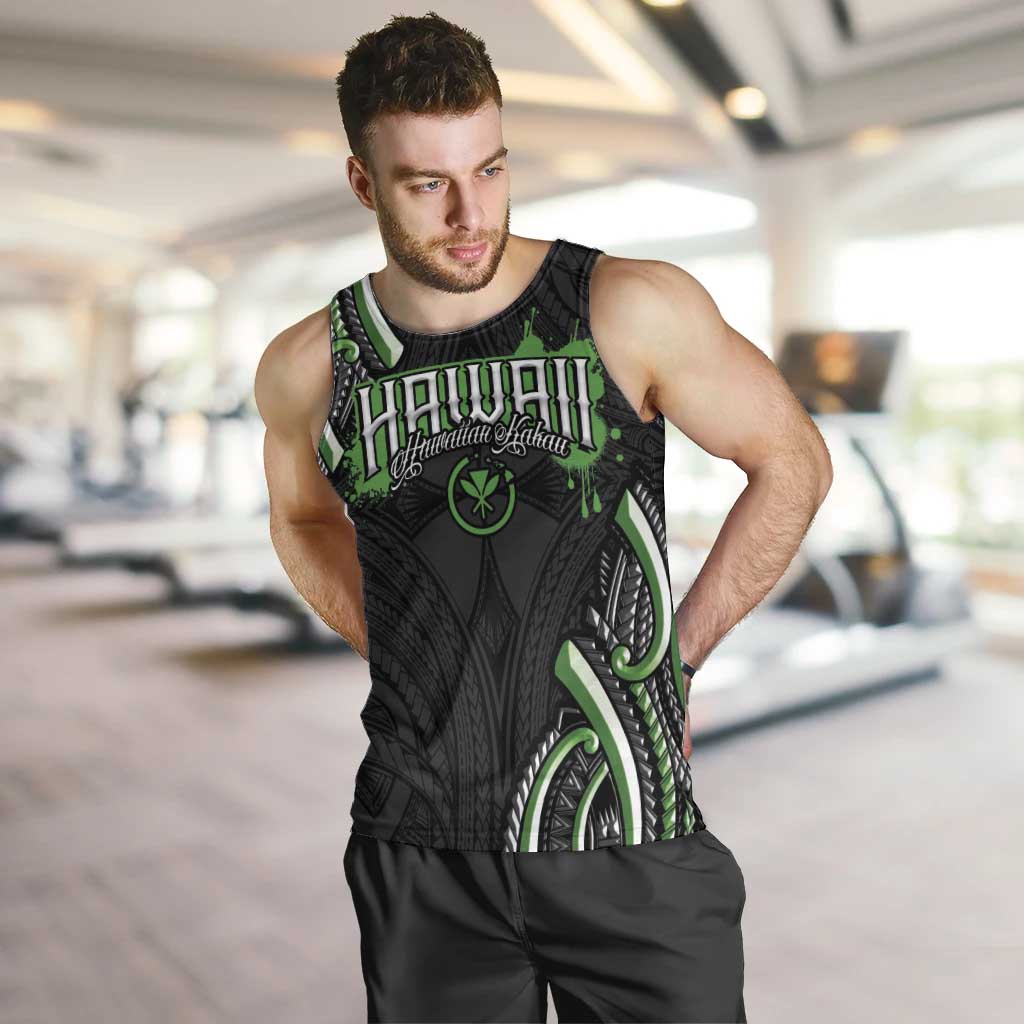 Traditional Art Hawaiian Kakau Tattoos Men Tank Top Green Color - Polynesian Pride