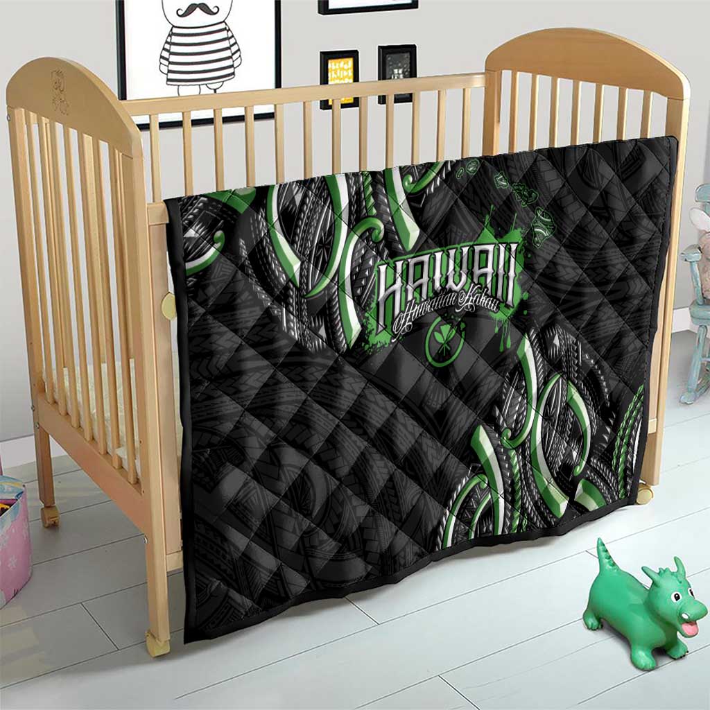 Traditional Art Hawaiian Kakau Tattoos Quilt Green Color - Polynesian Pride