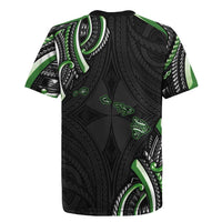 Traditional Art Hawaiian Kakau Tattoos Rugby Jersey Green Color - Polynesian Pride