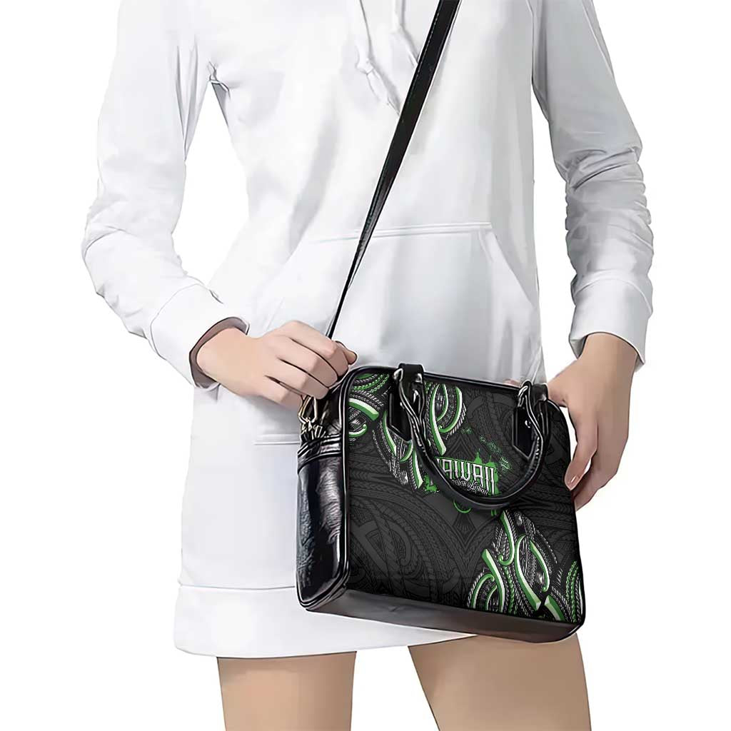 Traditional Art Hawaiian Kakau Tattoos Shoulder Handbag Green Color - Polynesian Pride