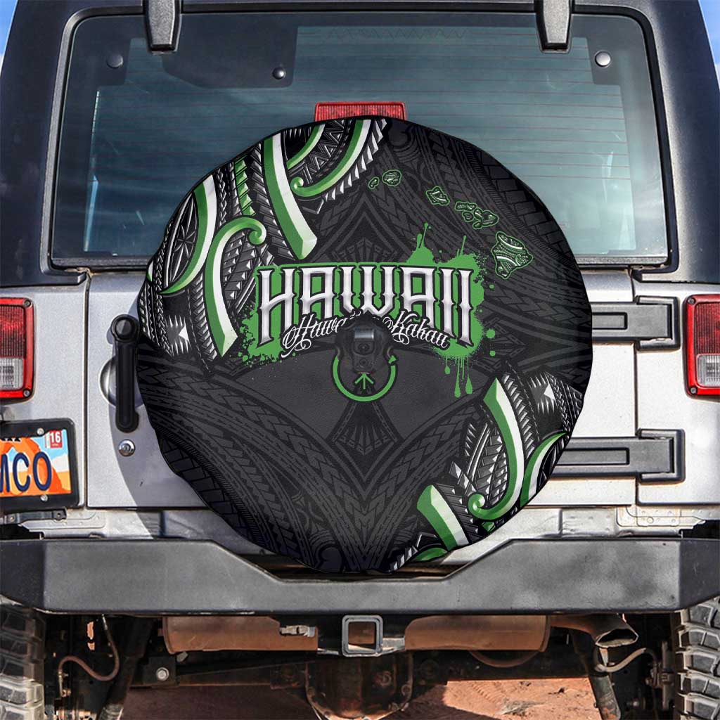 Traditional Art Hawaiian Kakau Tattoos Spare Tire Cover Green Color - Polynesian Pride