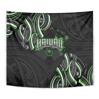 Traditional Art Hawaiian Kakau Tattoos Tapestry Green Color - Polynesian Pride