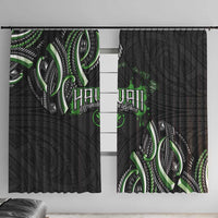 Traditional Art Hawaiian Kakau Tattoos Window Curtain Green Color - Polynesian Pride