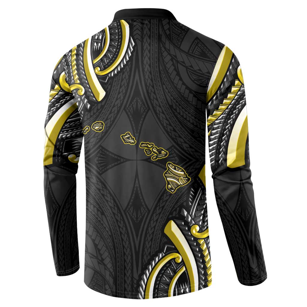 Traditional Art Hawaiian Kakau Tattoos Button Sweatshirt Yellow Color - Polynesian Pride