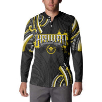 Traditional Art Hawaiian Kakau Tattoos Button Sweatshirt Yellow Color - Polynesian Pride