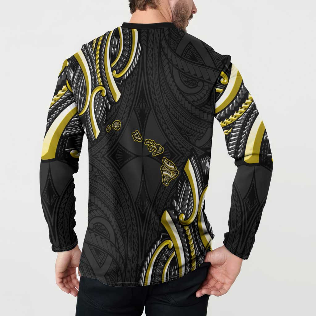 Traditional Art Hawaiian Kakau Tattoos Button Sweatshirt Yellow Color - Polynesian Pride