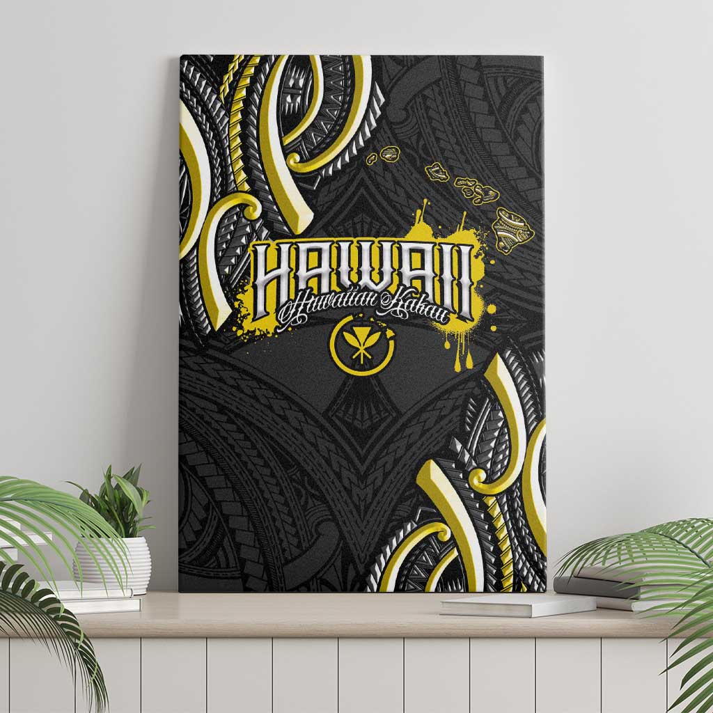 Traditional Art Hawaiian Kakau Tattoos Canvas Wall Art Yellow Color - Polynesian Pride