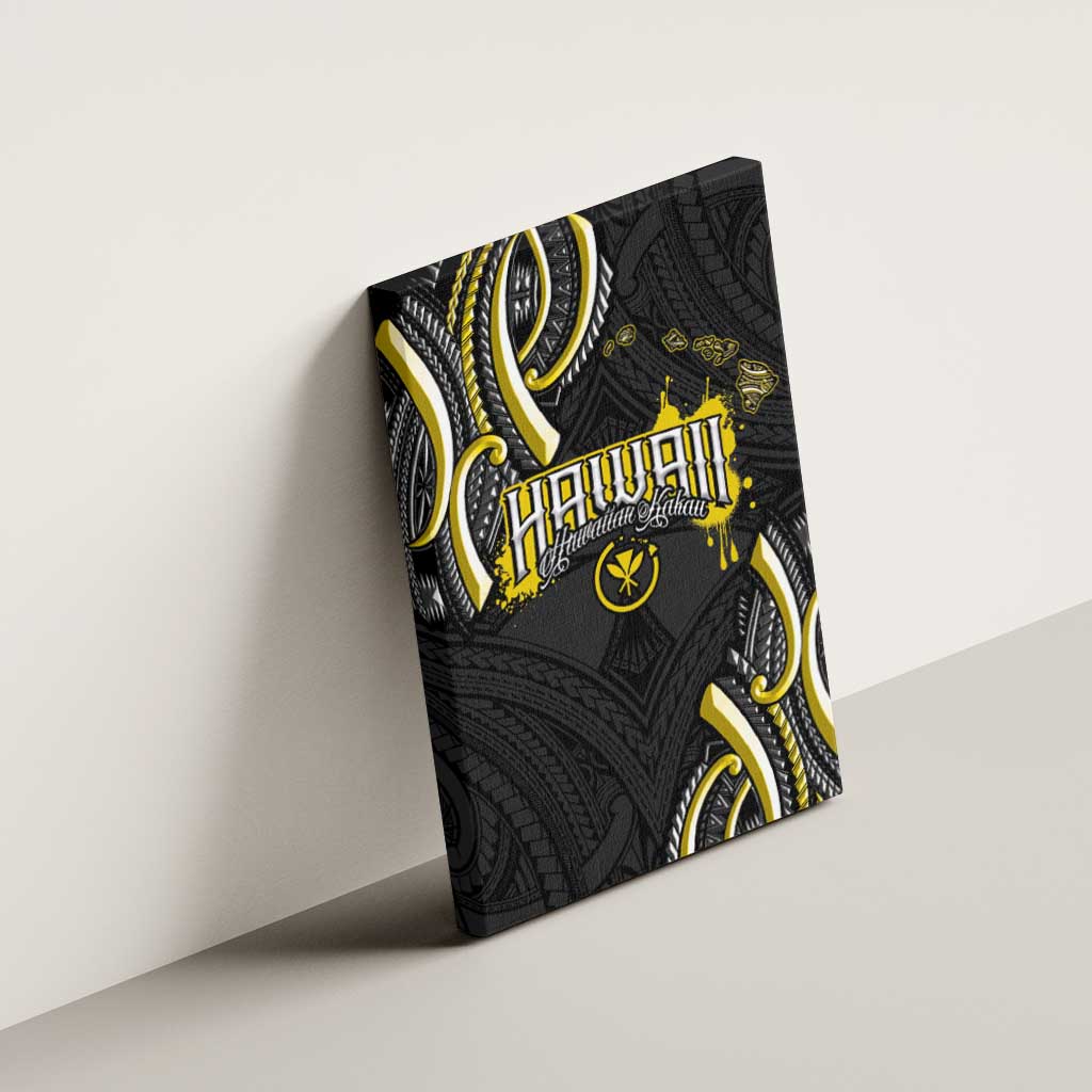 Traditional Art Hawaiian Kakau Tattoos Canvas Wall Art Yellow Color - Polynesian Pride