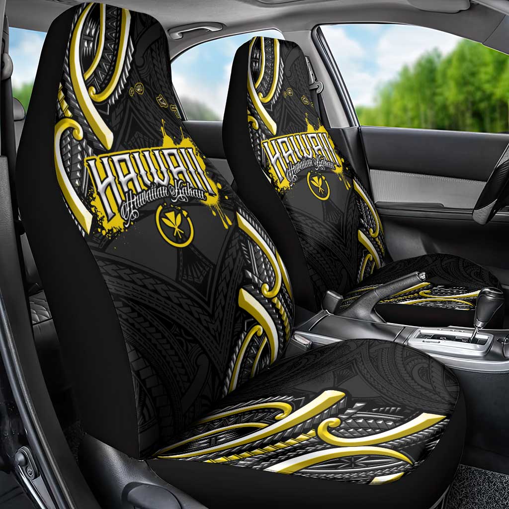 Traditional Art Hawaiian Kakau Tattoos Car Seat Cover Yellow Color - Polynesian Pride