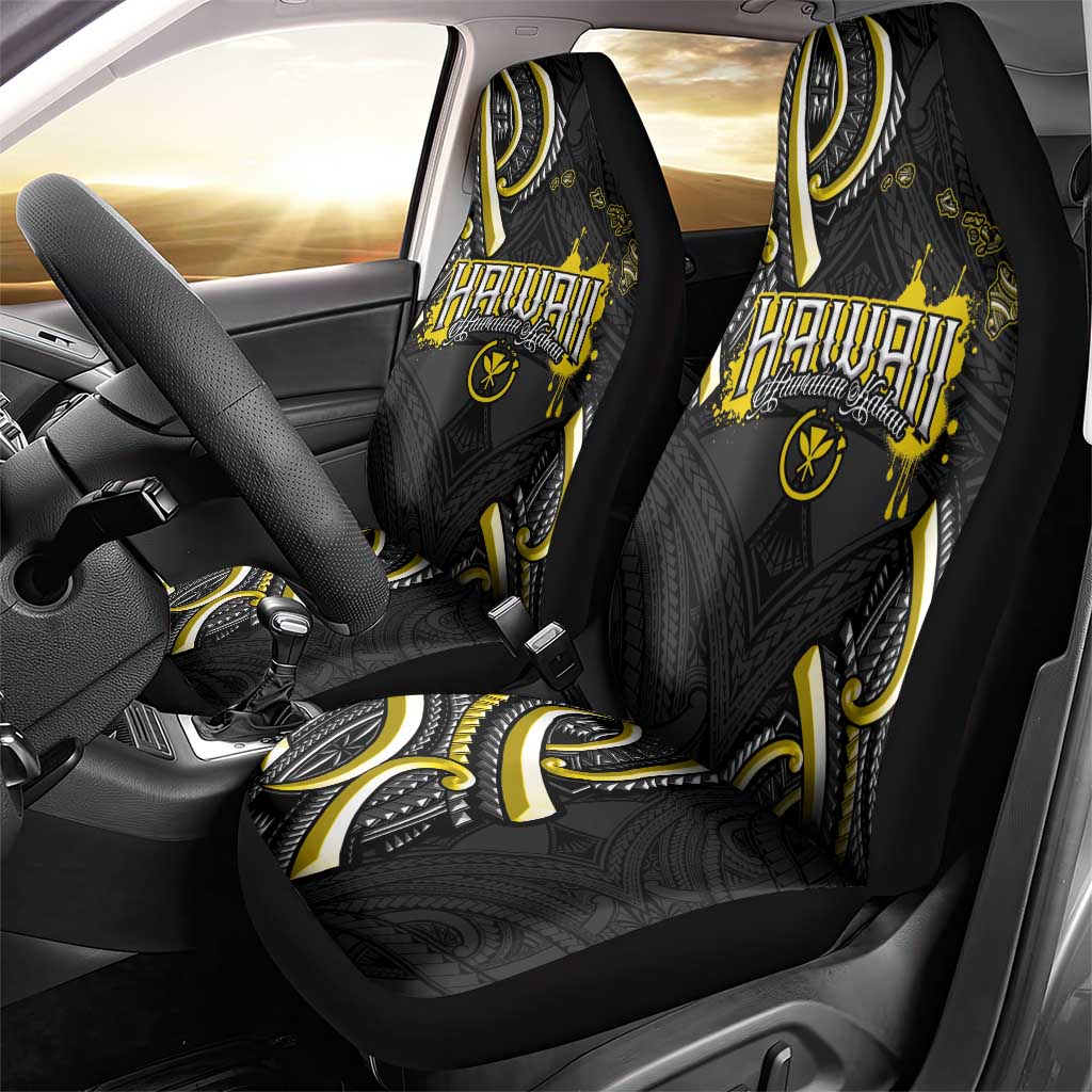 Traditional Art Hawaiian Kakau Tattoos Car Seat Cover Yellow Color - Polynesian Pride
