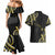 Traditional Art Hawaiian Kakau Tattoos Couples Matching Mermaid Dress and Hawaiian Shirt Yellow Color - Polynesian Pride