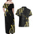 Traditional Art Hawaiian Kakau Tattoos Couples Matching Off Shoulder Maxi Dress and Hawaiian Shirt Yellow Color - Polynesian Pride
