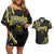 Traditional Art Hawaiian Kakau Tattoos Couples Matching Off Shoulder Short Dress and Hawaiian Shirt Yellow Color - Polynesian Pride